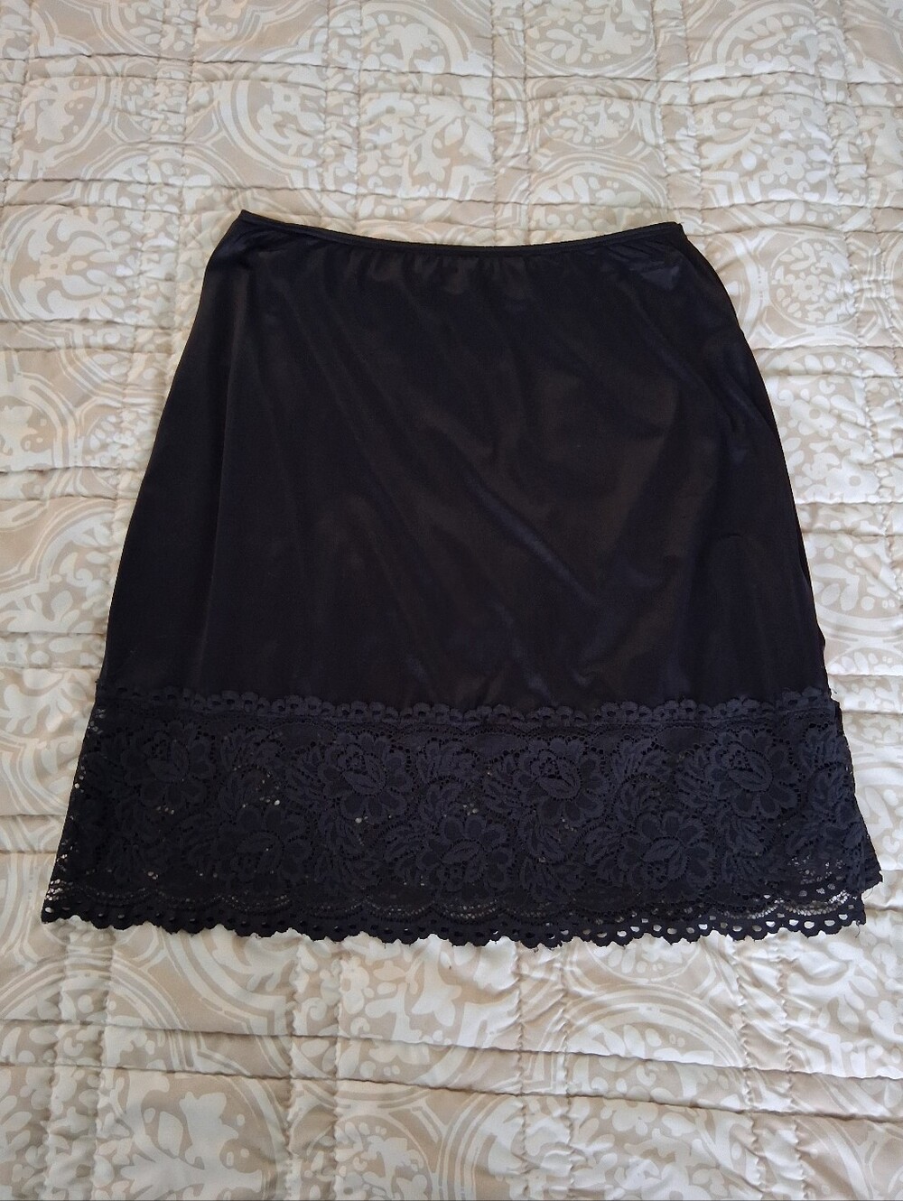 Black Lace Hem A-Line Slip
